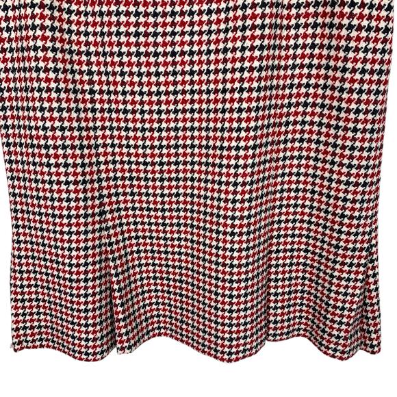 Talbots Women's 12 Wool Skirt Red Black Houndstooth A Line Hem Pleated - Picture 4 of 10